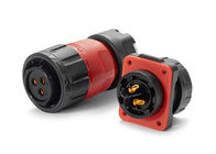 Plastic Red    Circular Waterproof Plug Connector For Lighting , Multi Plug Connector